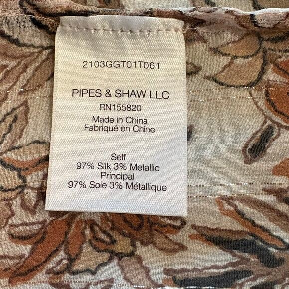 Veronica Beard NWT Blush Multicolor Luciana Floral Metallic Silk Top Size 6 - Picture 6 of 9